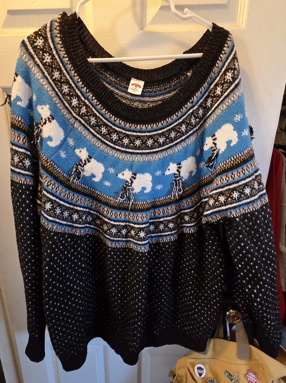 Cozy Polar Bear Nordic Sweater in Black & Blue